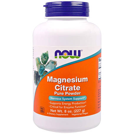 Магнію цитрат, Magnesium Citrate, NOW Foods, 100% чистий порошок, 227 г, фото 1