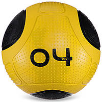 Мяч медицинский медбол для кроссфита Zelart Medicine Ball 2620-4 вес 4кг Yellow-Black