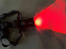 Потужний якісний акумуляторний налобний ліхтар на голову з зарядкою X-Balog SY-8079-3-3 з червоним світлом, фото 3