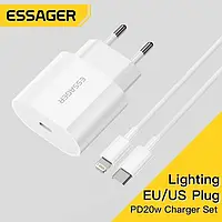 Комплект быстрой зарядки для iPhone Essager (Адаптер питания 20W и кабель USB-C - Lightning)