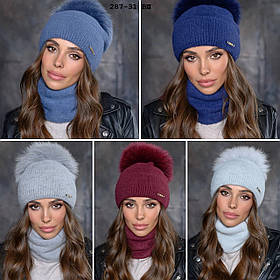 Набір жіночий шапка + баф з помпоном 287-31 вш