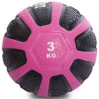 Мяч медицинский медбол для кроссфита Zelart Medicine Ball 0898-3 вес 3кг Pink-Black