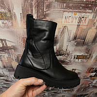 Ботинки зимние женские чёрные на замку Foot step Код товара (432)