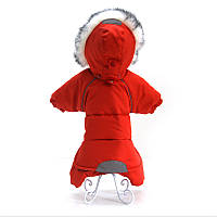 Теплая одежда для питомца , Ветровка куртка с защитой от холода , Костюм для собак Актив красный 35х54 см