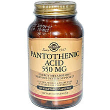 Пантотенова кислота (Pantothenic Acid), Solgar, 550 мг, 100 капсул