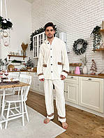 Удобная домашняя мужская парная пижама. Мужская пижама Махра Белый