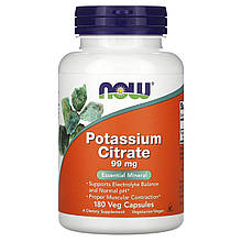 Калій цитрат, Potassium Citrate, Now Foods, 99 мг, 180 вегетаріанських капсул