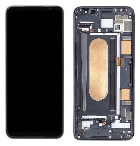 Дисплей (екран) для Asus ROG Phone 3 ZS661KS/ZS661KL + тачскрин, чорний, Amoled, оригінал (54) з передньою, фото 1