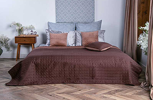 Покривало стьобане двоспальне 180х220 велюрові, якісне стьобане покривало добре стильне Шоколадний