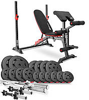 Набір Hop-Sport Premium 75кг з лавою HS-1095, штангами та гантелями