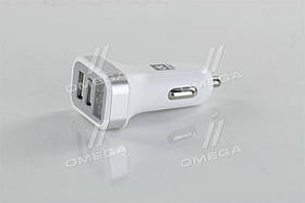 Автомобильний зарядний пристрий 2USB (12 / 24V - 5V 2,4A), LED Display, биле  DK-CT04W UA59