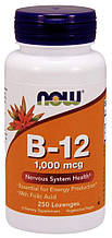 Вітамін В-12 і фолієва кислота, Vitamin B-12/Folic Acid, Now Foods 1000 мкг, 250 льодяників