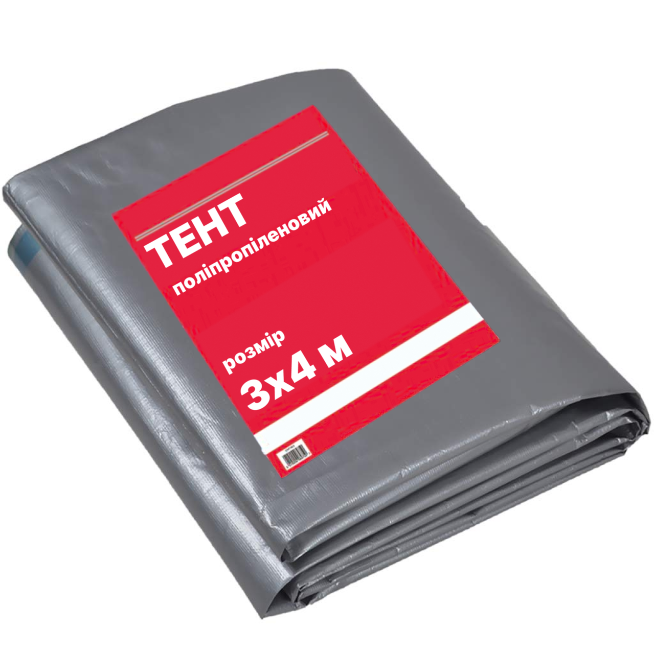 Тент 3х4м 100г/кв.м поліпропіленовий водостійкий у/ф захист люверси, сірий, фото 1