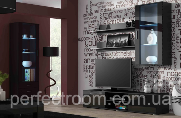 Стінка в зал, стінка у вітальню Soho 6 Cama Mebel лакована 192/300/43 см