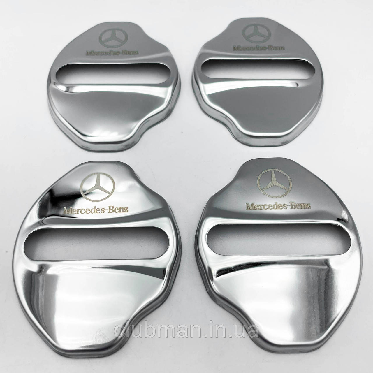 Накладка на дверний замок з емблемою Mercedes-Benz (Мерседес) Комплект 4 шт Хром