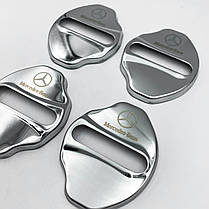 Накладка на дверний замок з емблемою Mercedes-Benz (Мерседес) Комплект 4 шт Хром, фото 4