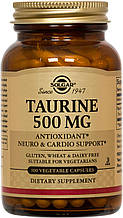 Таурин, Taurine, Solgar, 500 мг, 100 капсул