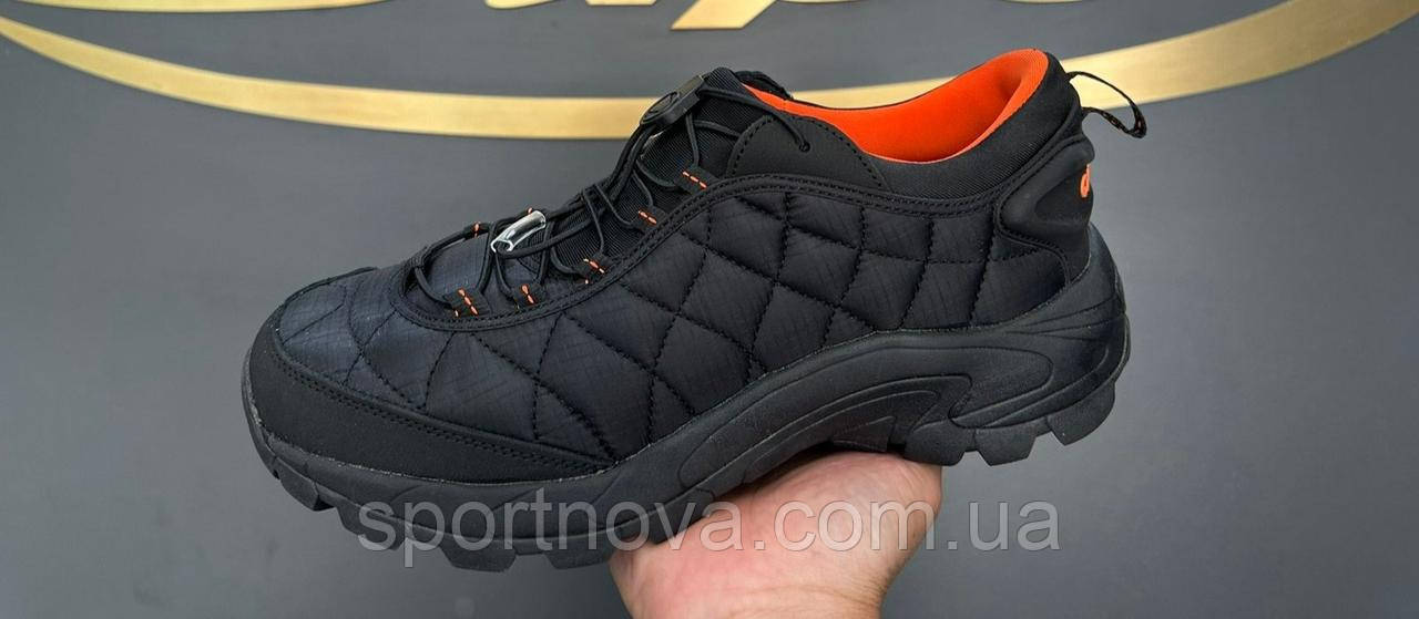 Чоловічі кросівки осінь/зима Supo (під Merrell) termo плащівка чорні з жовтогарячим із строчкою 41-45 розмір
