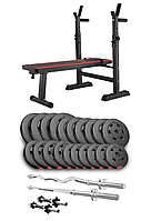 Набір Hop-Sport Premium 105кг з лавою HS-1080, штангами та гантелями