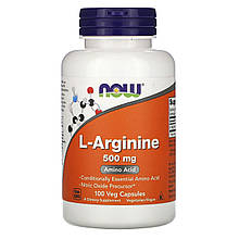L-аргінін, L-Arginine, Now Foods, 500 мг, 100 вегетаріанських капсул