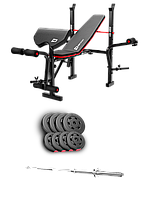 Набір Hop-Sport Premium 39кг з лавою HS-1055 Pro та штангою