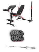 Набір Hop-Sport Premium 39кг з лавою HS-1095 та штангою