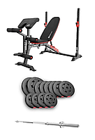 Набір Hop-Sport Premium 69кг з лавою HS-1095 та штангою