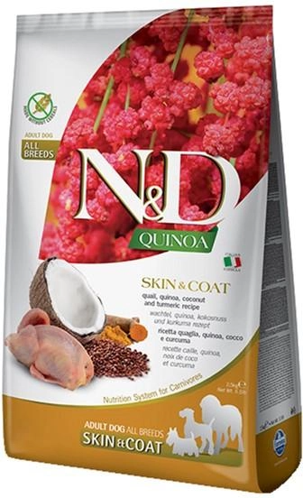 Сухий корм для собак Farmina N&D Quinoa Skin&Coat ADULT MEDIUM & MAXI при харчовій алергії з перепелом - 7 кг