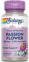Пасифлора екстракт, Passion Flower Aerial Extract, Solaray, 250 мг, 60 вегетаріанських капсул