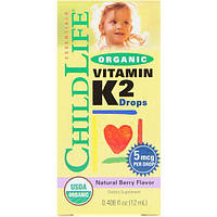 Витамин K ChildLife Organic Vitamin K2 Drops 0.406 fl oz 12 ml Natural Berry Flavor CDL14500