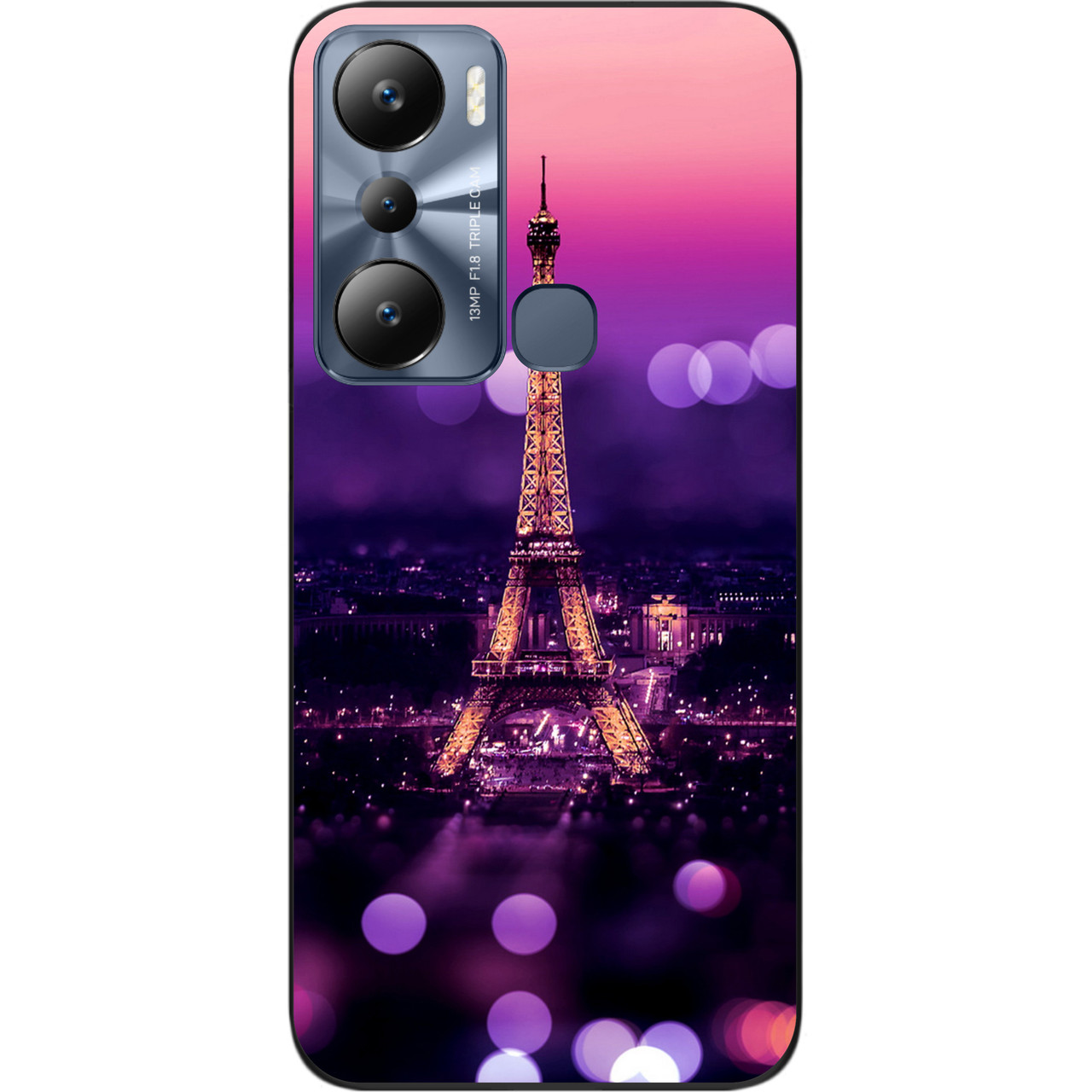 Оригінальний силіконовий чохол Case для Infinix Hot 20i з картинкою Париж вночі