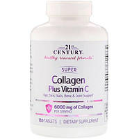 Коллаген 21st Century Super Collagen Plus Vitamin C 6000 mg 180 Tabs