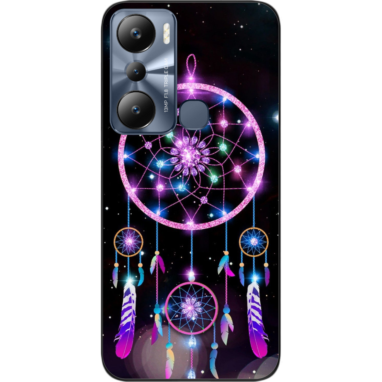 Силіконовий чохол Case для Infinix Hot 20i з картинкою Ловець снів на чорному тлі