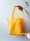 Сумка шопер торба жовта зі спанбонду господарська без друка Розмір: 34см х 42см х 12см, фото 3