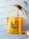 Сумка шопер торба жовта зі спанбонду господарська без друка Розмір: 34см х 42см х 12см, фото 8