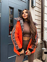 Женская яркая оранжевая двухсторонняя куртка Фенди Fendi