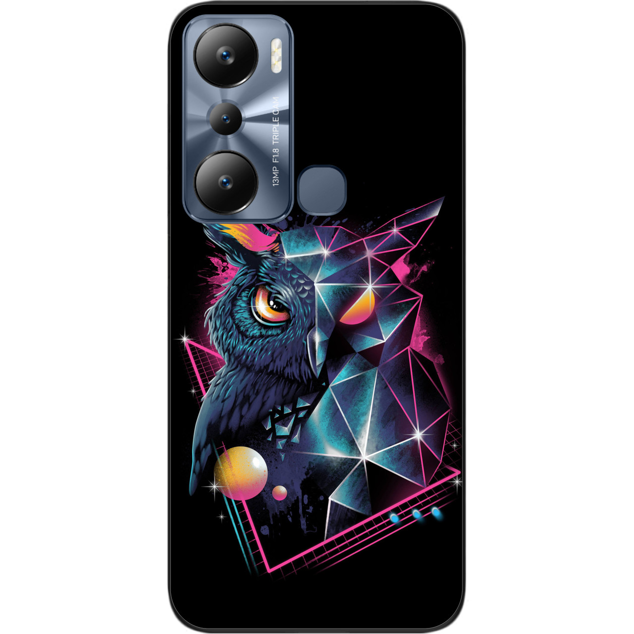 Силіконовий чохол Case для Infinix Hot 20i з картинкою Сова абстракція