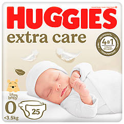 Підгузки Huggies Extra Care 0 (до 3,5  кг) 25 шт