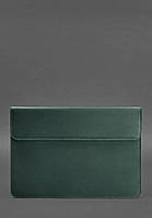 Кожаный чехол-конверт на магнитах для MacBook 13 Зеленый Crazy Horse BlankNote