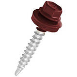 Саморіз (шуруп) покрівельний по дереву з гумовою шайбою EPDM 4,80х35 мм, RAL 3005, фото 2