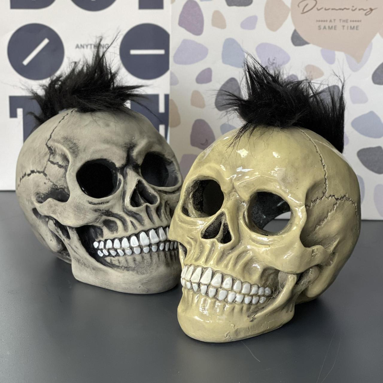 Підсвічник керамічний "Череп Могавк" на Хелловін, Подсвечник "Череп Могавк" на хэллоуин, фото 1