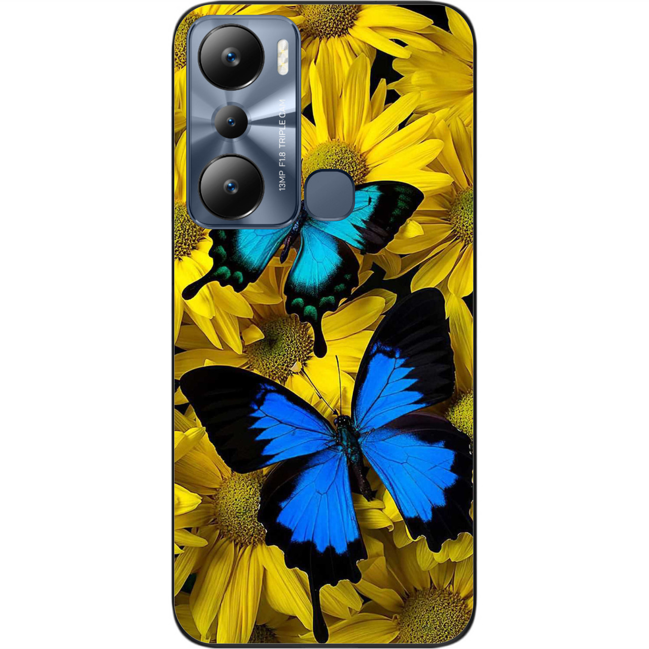 Силіконовий чохол Case для Infinix Hot 20i з картинкою Сині метелики