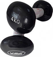 Гантели виниловые пары LiveUP Vinyl Dumbbell Egg Head черный 2х4кг LS2001-4