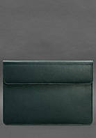 Кожаный чехол-конверт на магнитах для ноутбука Универсальный Зеленый BlankNote