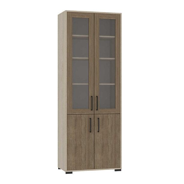 Шафа 4-х дверна з 2-ма скляними дверцятами та полицями, фото 1