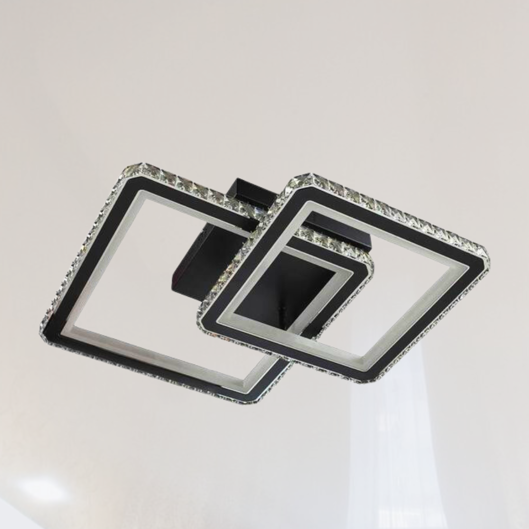 Led люстра Кришталева Геометрія SVET 146W до 20 м² колір Чорний хром SY-19381/1+1 BK+CR