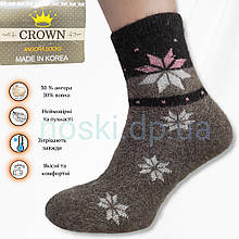 Жіночі шкарпетки зимові теплі вовняні пухнасті ангора шоколад CROWN