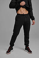 Теплые зимние мужские штаны трехнитка на флисе черные, Мужские спортивные брюки на флисе хлопок