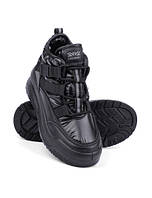Стильные женские зимние ботинки кроссовки дутики CROSBY черные