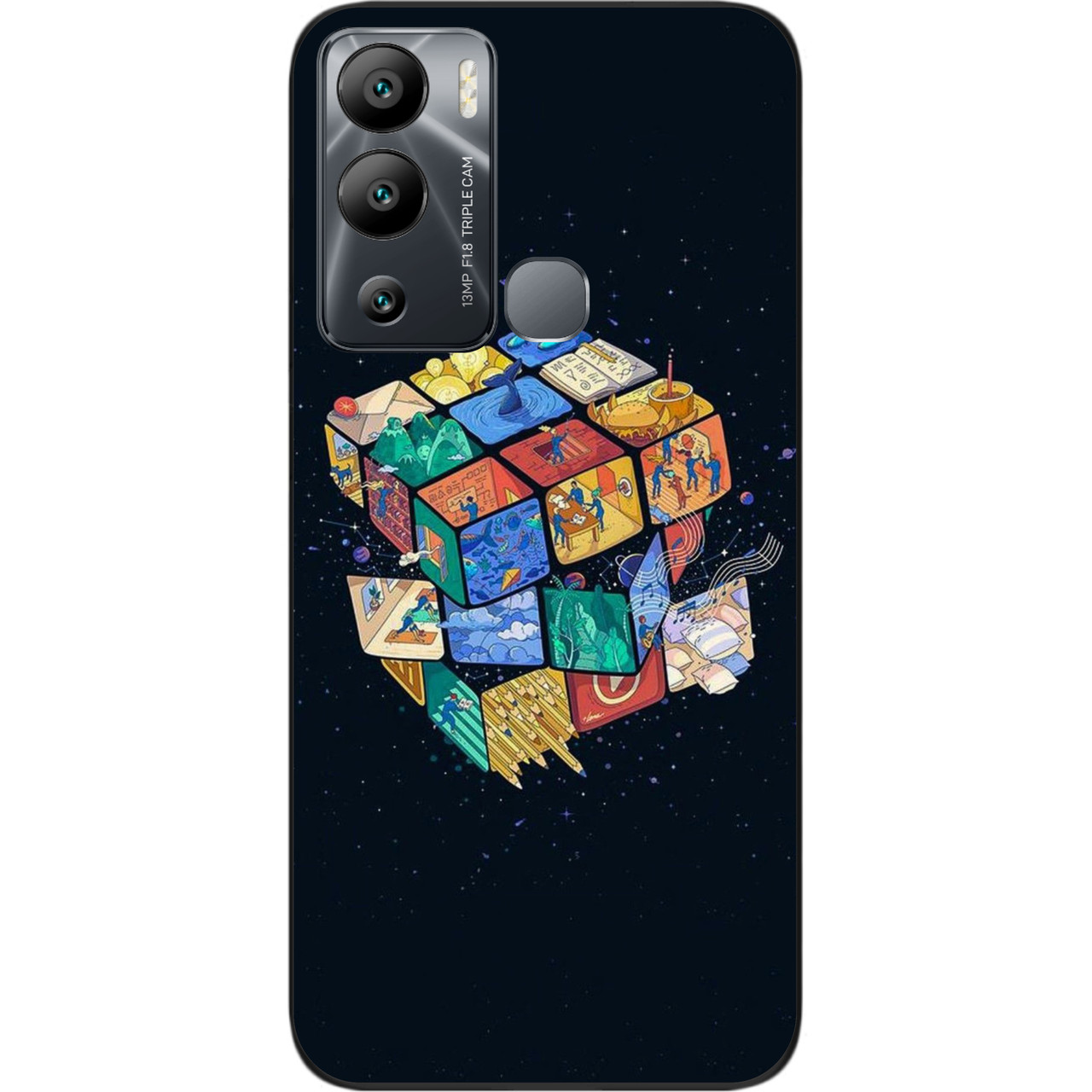 Оригінальний бампер Case для Infinix Hot 12i з картинкою Кубик